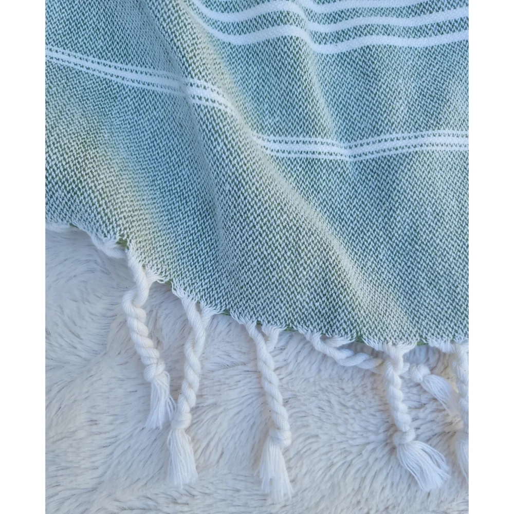 Aubrey personalized Turkish green striped Beach Towel blanket